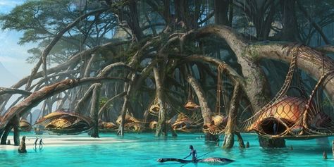 Metkayina Village, Water Concept Art, Avatar Way Of Water, Water Concept, Concept Art Books, Avatar Animals, Avatar The Way Of Water, Avatar Films, Water Aesthetic