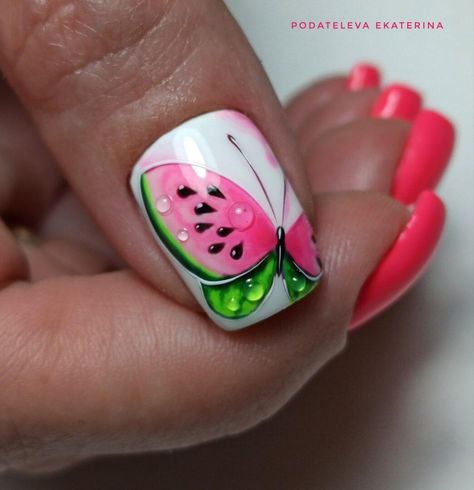 SummerManicure NailsSammer stylish ideas for every day summer Designs NailsTrendy graduationnails nailsacrylic NailsRhinestones Nail DesignsNails Fruit Nail Designs, Fruit Nail Art, Unghie Nail Art, Watermelon Nails, Art Deco Nails, Nail Art Gel, Butterfly Nail Art, Cute Nail Art Designs, Pretty Nail Art Designs