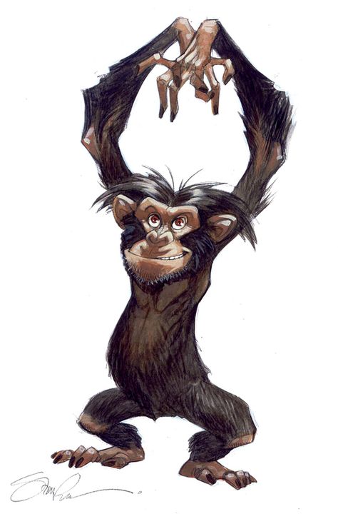 chimp Monkey Illustration, Monkey Tattoos, Monkey Island, Animal Illustration Art, Monkey Art, Tableau Art, Animal Sketches, 2d Art, Pirates Of The Caribbean