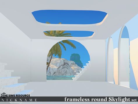 Sims 4 Cc Curved Windows, Round Skylight, Sims Apartment, Frameless Window, Ts4 Lookbook, Sims4 House, Cc Shopping, Sims 4 Kitchen, Cc Sims4