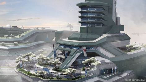 Platform House, Scifi Building, Sci Fi Building, Sci Fi Architecture, Futuristic Building, Sci Fi City, Sci Fi Environment, Gas Giant, Futuristic City