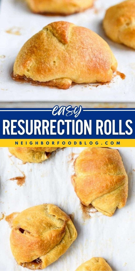 Empty Tomb Rolls for Easter Sunday breakfast! Even the kids can help you with these marshmallows wrapped in crescent rolls. Delicious and fun to eat, these Easy Resurrection Rolls are sure to be a hit. Put these sweet rolls on your Mother's Day brunch recipes, too! Resurrection Rolls With Crescent Rolls, Rolls For Easter, Easter Sunday Breakfast, Empty Tomb Rolls, Ooey Gooey Cinnamon Rolls, Resurrection Rolls, Crescent Roll Breakfast Recipes, Gooey Cinnamon Rolls, Easter Brunch Menu