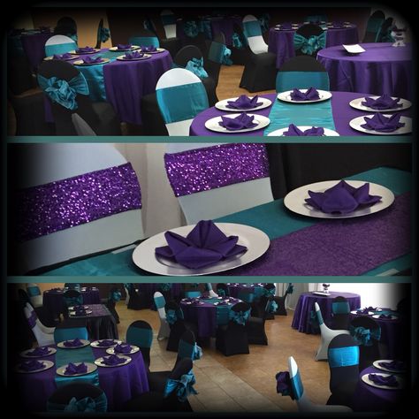 This Enchanted Gardens Baby Shower came to life with these beautiful colors. Plum And Turquoise Wedding, Plum And Teal Wedding, Purple And Blue Party Decorations, Purple Teal Wedding, Peacock Birthday Party, Purple Turquoise Wedding, Blue Purple Wedding, Peacock Party, Galaxy Wedding