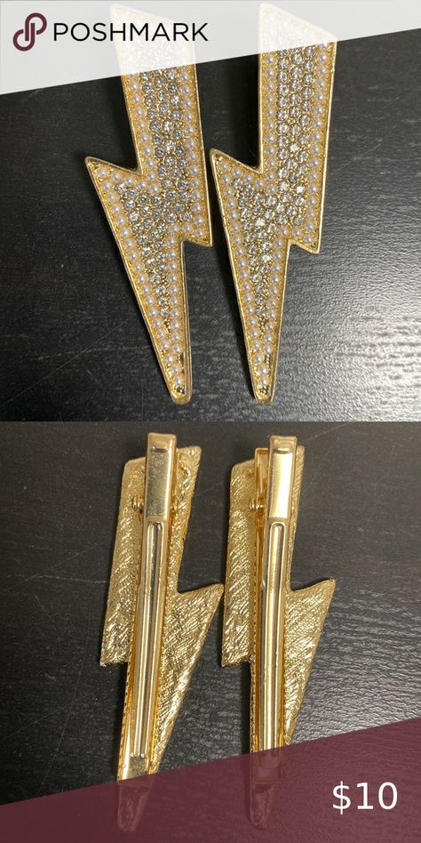 Gold Lightning Bolt Shape Hair Barrette Clips w Rhinestone Detail Gold Lightning, Detail Shop, Barrette Clip, Lightning Bolt, Hair Barrettes, Claw Clip, Hair Pieces, Hair Clips, Drama