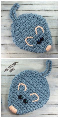 Crochet Mouse Potholder Free Crochet Pattern Video Crochet Mouse Applique, Crochet Mouse Pad, Crochet Potholders Free Patterns, Simple Crochet Stitches, Crochet Pot Holders Free Pattern, Crochet Potholder Patterns, Crochet Hot Pads, Mouse Pattern, Crochet Towel