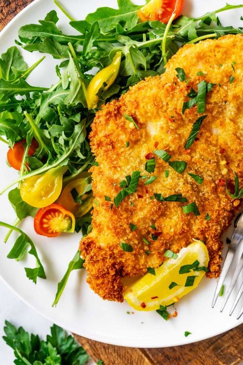 Air Fryer Chicken Cutlets - (Ninja Foodi or Air Fry) - Wendy Polisi Air Fryer Chicken Cutlets, Lewistown Montana, Easy Parmesan Crusted Chicken, Crusted Chicken Recipes, Chicken Cutlet Recipes, Air Fryer Chicken Tenders, Chicken Breast Cutlet, Chicken Cutlet, Fry Chicken