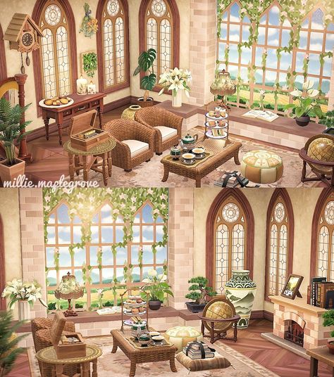 Petri Animal Crossing House, Animal Crossing Tea Room, Tea Room Acnh, Acnh Petri House, Animal Crossing Tea House, Acnh Painting Room, Disney Dreamlight Valley Living Room Ideas, Petri Acnh, Acnh Tearoom