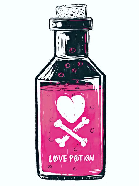 Candy Tattoo, Bottle Drawing, Sharpie Tattoos, Love Decorations, Magic Bottles, Love Potion, Heart Drawing, Halloween Drawings, Graffiti Drawing