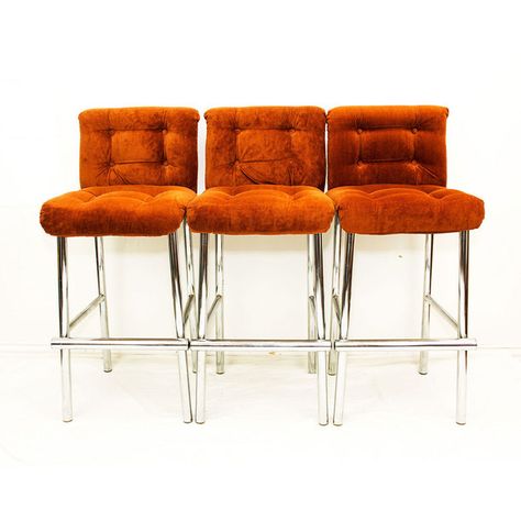 70s Bar Stools Burnt Orange by Monsanto | Fab.com Orange Living Room Walls, Funky Bar Stools, Metal Bar Stools Kitchen, 70s Bar, Orange Bar Stools, Kitchen Breakfast Bar Stools, Acrylic Bar Stools, Orange Furniture, Bar Stools Kitchen Island