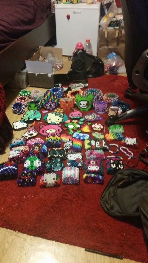 Kandi Display, Scene Kid Accessories, Kandi Scene, Kandi Collection, Kandi Jewelry, Scene Kandi, 2000s Scene, Kandi Inspo, Diy Kandi Bracelets