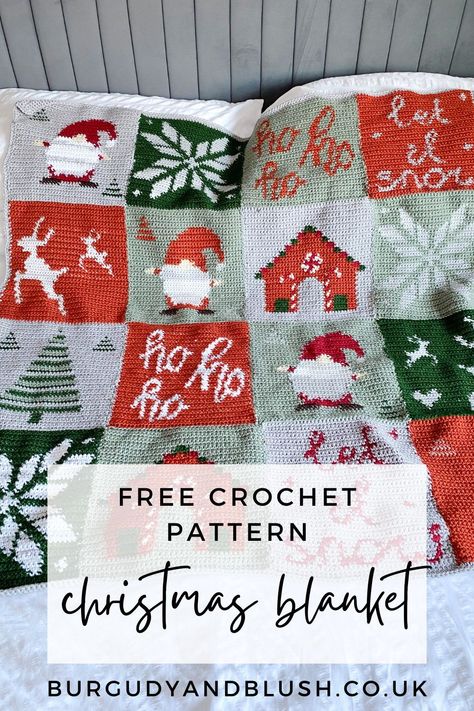 Christmas Blanket Patterns Free, Gnome Crochet Blanket Pattern Free, Christmas Blanket Crochet Patterns Free, Christmas Crochet Afghan Patterns Free, C2c Crochet Stitches, Christmas C2c Crochet Patterns, C2c Christmas Crochet Pattern Free, Crochet Christmas Blanket Pattern, Crochet Tapestry Blanket