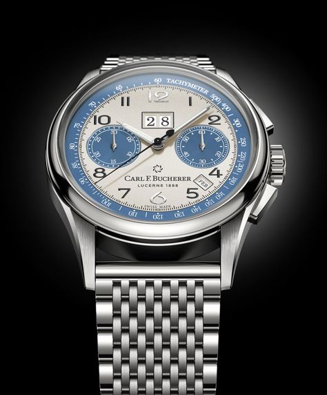 Carl F. Bucherer Heritage BiCompax Annual Lucerne is an “Auto”-Biographical Tribute to the Bucherer Family | WatchTime - USA's No.1 Watch Magazine Carl F Bucherer, Annual Calendar, Swiss Watch, Lucerne, Feature Light, Blue Tones, Swiss Watches, Steel Bracelet, Stainless Steel Case