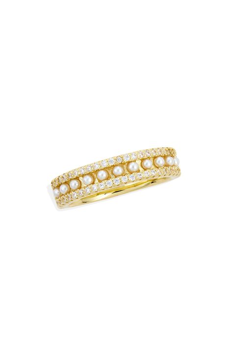 A triple-band ring is the perfect everyday accessory that goes with many different looks. Goldtone plate/cubic zirconia/glass Imported Every Jewels Rings, Cute Ring Stacks, Womens Gold Rings, Push Gifts, Triple Band Ring, Jewelry Wishlist, Jewels Rings, Dope Jewelry, Rings Gold