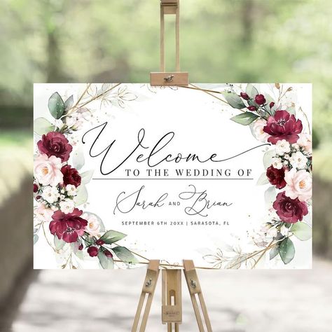 PRICES MAY VARY. Our wedding welcome sign is the perfect way to greet your guests as they arrive. This beautifully designed wedding decor will set the tone for your event and let everyone know they are in the right place. Whether you're looking for a rustic, elegant, or modern welcome sign, we have something to suit every taste. Our wedding signs are made of high-quality materials and are built to last. So please, come on in and enjoy the celebration! Multiple size options 4mm corrugated plastic Pink And Burgundy Wedding, Burgundy Wedding Colors, Blush Wedding Decor, Blush Invitations, Welcome To Our Wedding Sign, Burgundy And Blush Wedding, Blush Wedding Invitations, Personalized Wedding Sign, Wedding Welcome Sign