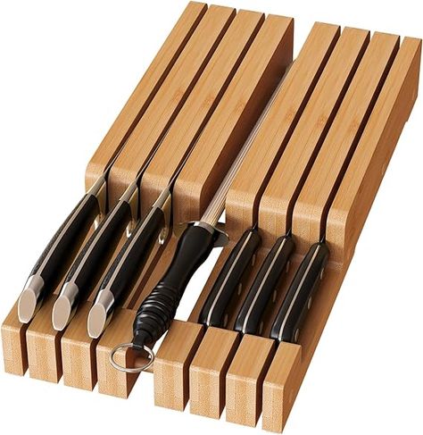 Drawer Knife Storage, Knife Block Drawer, Knife Drawer Organizer, Knife Organizer, Knife Drawer, Best Chefs Knife, Knife Organization, Best Kitchen Knives, Kitchen Finds