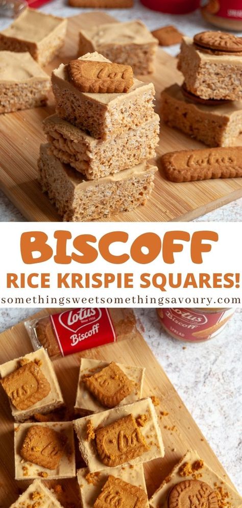 These chewy Biscoff Rice Krispie Squares are so easy and a must try for Biscoff fans!