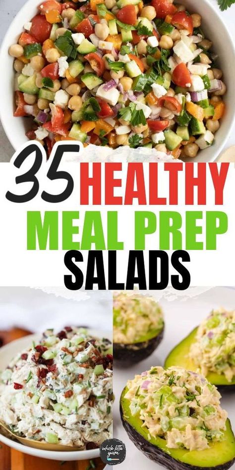 Quick and easy healthy salads you can meal prep for your work lunches! There are low carb, clean eating, high protein, keto, gluten free, vegan recipes and more. Healthy Meal Prep Salads, Dinners On The Go, Clean Eating High Protein, Easy Healthy Salads, Eating High Protein, Healthy Cold Lunches, Make Ahead Meal Prep, Meal Prep Salads, Whole Lotta Yum