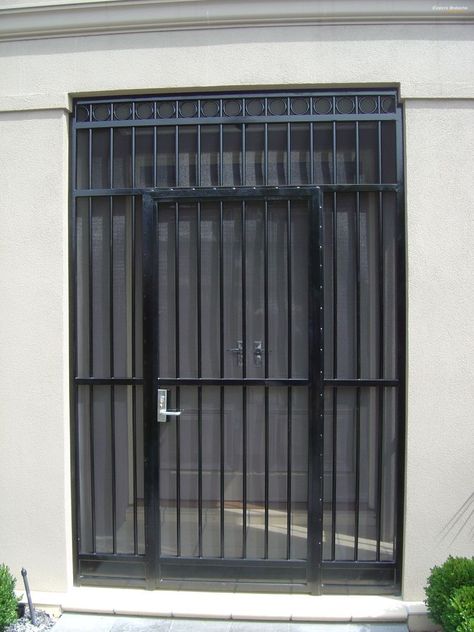 Wrought Iron Security Doors, Iron Security Doors, Porch Enclosures, Wrought Iron Doors, Security Door, Iron Doors, Wrought Iron, Porch, Door Handles