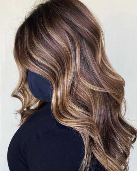 Brunette Balayage with Warm and Cool Highlights Warm Honey Brown Hair Balayage, Straight Brunette Hair With Highlights, Balayage For Dark Brown Hair Straight, Warm Brunette Balayage, Ash Brunette, Dark Brunette Balayage, Baby Highlights, Balayage Straight, Baylage Hair