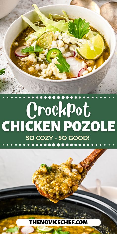 Crockpot Pozole Verde, Pozole Verde Crockpot Recipe, Crockpot Chicken Pozole Verde, Chicken Pozole Verde Slow Cooker, Chicken Posole Verde Crockpot, Chicken Pazole Crock Pot, Crockpot Chicken Posole, Slow Cooker Pozole Pork, Chicken Posole Recipe Crock Pots