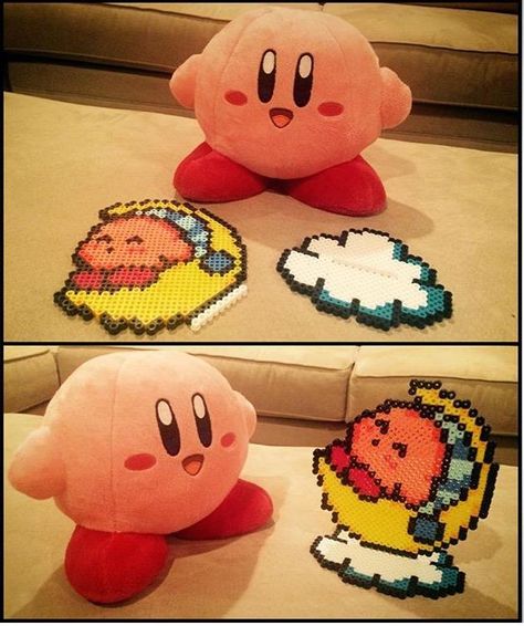 Kirby Perler Stand by kulitgurl16 on DeviantArt Hamma Beads Ideas, Nerd Crafts, Pixel Beads, Pearl Beads Pattern, Easy Perler Beads Ideas, 3d Perler Bead, Art Perle, Hama Beads Design, Perler Bead Templates