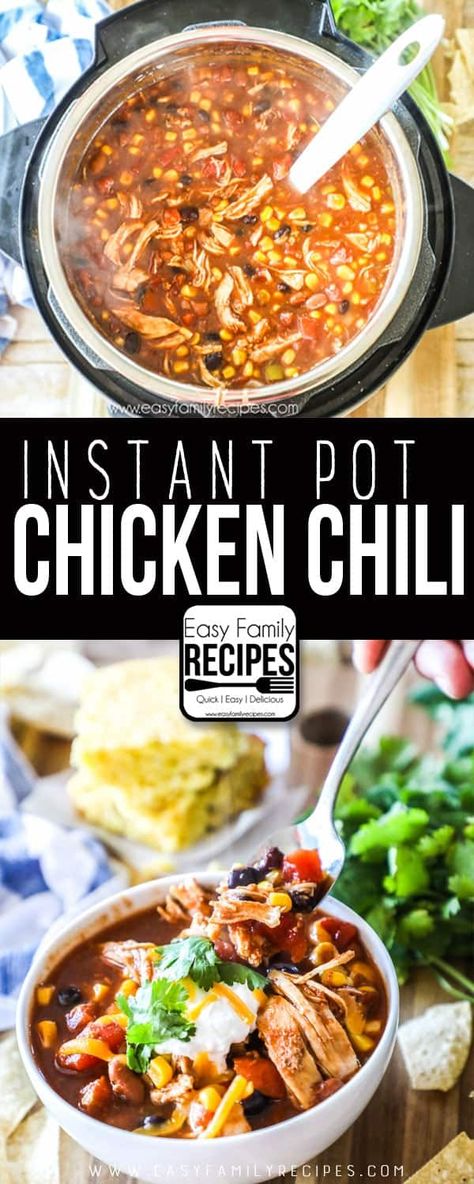 Instant Pot Chicken Chili, Chili Easy, Best Pressure Cooker Recipes, Easy Family Recipes, Instant Pot Soup Recipes, Pressure Cooker Chicken, Chilli Recipes, Instant Pot Soup, Instant Pot Recipes Chicken