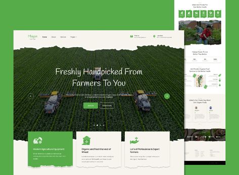 Agriculture Farming Web Design | Behance Farming Website Design, Agriculture Website Design, Farming Website, Agriculture Design, Farming Technology, Consulting Website, Ui Website, Modern Agriculture, Shopify Templates