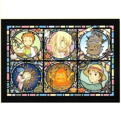 JIGSAW PUZZLE - 208 pieces - Clear Color like Stained Glass - NO Glue - Howl's Moving Castle - Ensky - Studio Ghibli (new product 2016) Magical Castle, Studio Ghibli Characters, Magic Castle, Howl's Moving Castle, Castle Art, Ghibli Movies, Ghibli Art, Howls Moving Castle, My Neighbor Totoro