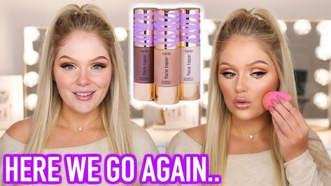 NEW TARTE FACE TAPE FOUNDATION | FIRST IMPRESSIONS + REVIEW Tarte Face Tape Foundation, Tarte Foundation, Tape Face, Sephora Haul, Impressions Vanity, Tarte Shape Tape, Foundation Application, Makeup Haul, Shape Tape