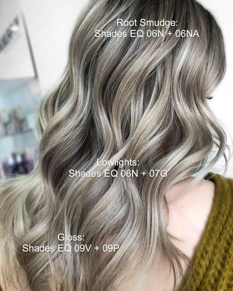 4,622 Likes, 58 Comments - Redken (@redken) on Instagram: “Do you love Shades EQ Gloss 09V Platinum Ice? Tell us why below 💜 ⁣ #ShadesEQGloss fact: Its Violet…” Lowlight Highlight, Grey Hair Lowlights, Mushroom Blonde, Redken Hair Color, Colored Hair Tips, Beauty Hair Color, Redken Hair Products, Bronde Hair, Hair Color Formulas