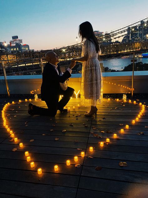 NYC rooftop proposal #brookyln #60waterst Roof Proposal, Rooftop Proposal, Dream Proposal, Roof Tops, Nyc Rooftop, Cosmetics Bag, Rooftops, The Dream, Roof