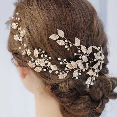 Gold Leaf Hair, Gold Hair Accessories Wedding, Vine Headband, Silver Hair Vine, Gold Hair Vine, Wedding Hairband, Gold Hair Accessories, Bride Hair, Bride Hair Accessories