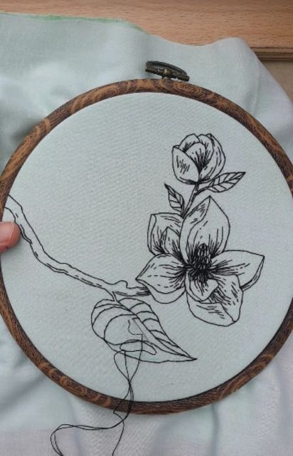 Magnolia Embroidery Pattern, Embroidery Magnolia, Magnolia Embroidery, Camellia Embroidery, Embroidered Magnolia Flowers, Embroidered Peonies, Embroidered Peony, Magnolia Blossom, Flower Embroidery Designs