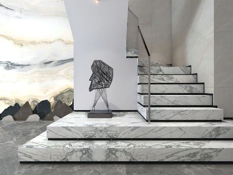 Natural stone grey marble good for stairs. #stonemarble in 2022 | Stairs design modern, Marble staircase, Stair wall design Stair Wall Design, Stairs Designs, Stairs Tiles Design, Granite Stairs, Tiled Staircase, Stair Walls, Mansion Aesthetic, Staircase Interior Design, Interior Design Instagram