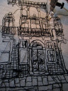 Embroidered Architecture, Harriet Popham, Art Fibres Textiles, Sewing Machine Drawing, Textiles Embroidery, Art Fil, A Level Textiles, Freehand Machine Embroidery, Textiles Projects