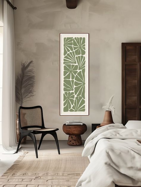 Abstract Sage Green Long Horizontal Wall Art, Long Narrow Flowers Art, Wide Art Print Mid Century Modern Lino Cut Floral Print Panoramic Art - Etsy Canada Long Paintings Vertical, Narrow Painting, Canvas Above Bed, Long Horizontal Wall Art, Narrow Art, Long Wall Art, Wall Art Horizontal, Horizontal Art, Wide Art