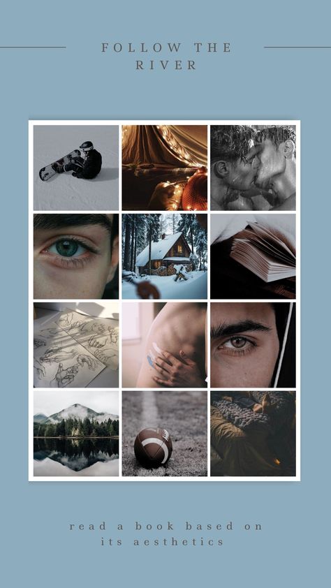 aesthetic board, book by CE Ricci Follow The River Ce Ricci, Mm Books, Gay Romance Books, Books Tbr, Book Fanart, Mm Romance, Recommended Books, Gay Books, Aesthetic Board