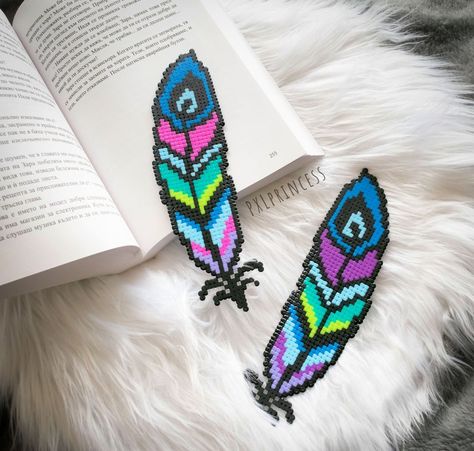 Peacock Feather Bookmark pixel art Feather Hama Perler beads | Etsy Peacock Feather Bookmark, Fused Beads, Perler Bead Designs, Perler Beads Ideas, Melt Beads Patterns, Feather Bookmark, Hamma Beads Ideas, Crochet Bookmark Pattern, Melty Bead Patterns