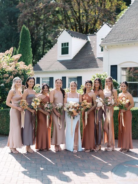 Fall Wedding Colors | Fall Bridesmaid Dresses | Blush and Teracotta Bridesmaids Dresses | Mix and Match Fall Bridesmaid Dresses | Jacqueline Benet Photography | Seattle Wedding Photographer | Seattle Weddings | Fall Bridesmaid Dress Colors Mixed Bridesmaid Dresses Fall, Fall Bridesmaid Dress Colors, Bridesmaid Dresses Blush, Mix Match Bridesmaid Dresses, Mixed Bridesmaid Dresses, Bridesmaid Dresses Color Palette, Wedding Colors Fall, Fall Bridesmaid, Mix Match Bridesmaids