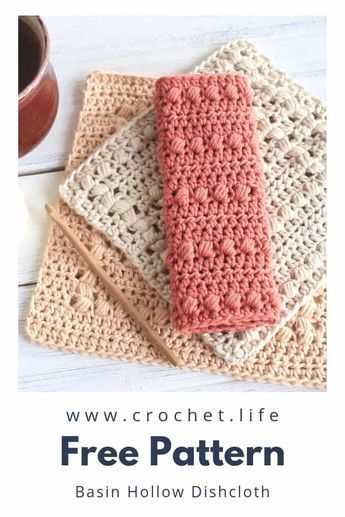 Crochet Dishcloth Patterns - 2 Basin Hollow Sizes - Free crochet pattern by GoldenStrandStu… | Dishcloth crochet pattern, Crochet washcloth free, Crochet dishcloths Dishcloth Crochet Pattern Free, Crochet Washcloth Free, Quick Crochet Projects, Half Double Crochet Stitch, Dishcloth Crochet Pattern, Washcloth Pattern, Crochet Towel, Crochet Dishcloth, Cozy Crochet