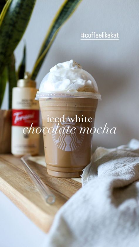 katerinafaith on Instagram: #coffeelikekat DAY 13🌸 ICED WHITE CHOCOLATE MOCHA This delicious classic coffee order is so easy to make at home! All you need is: 🌸1… Iced Toasted White Chocolate Mocha, Iced Coffee With Espresso, White Mocha Iced Coffee, Coffee With Espresso, White Chocolate Mocha At Home, Mocha At Home, Toasted White Chocolate Mocha, Mocha Iced Coffee, Iced White Chocolate Mocha