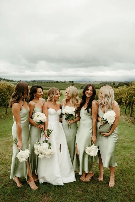 Karen Willis Holmes, Sage Wedding, Sage Green Wedding, Yarra Valley, Green Bridesmaid, Bridesmaid Dress Colors, Dream Wedding Ideas Dresses, Salou, Bridesmaids And Groomsmen