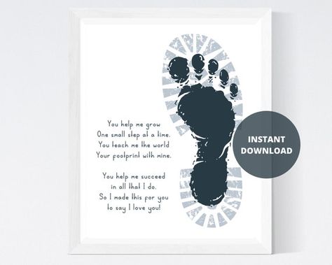 Have fun with your children and/or students with this DIY Father's Day art activity. Simply print, dip paint on your hand or foot place on the page, let dry, and hang! Adorable gift and keepsake for parents and grandparents and a great and fun activity for the holiday! Baby Footprint Art For Dad, Father’s Day Footprint, Father’s Day Craft Footprint, Father’s Day Footprint Craft For Grandpa, Baby Footprint Father’s Day Gift, Baby Fathers Day Gift, Dad Printable, Footprint Keepsake, Fathers Day Art