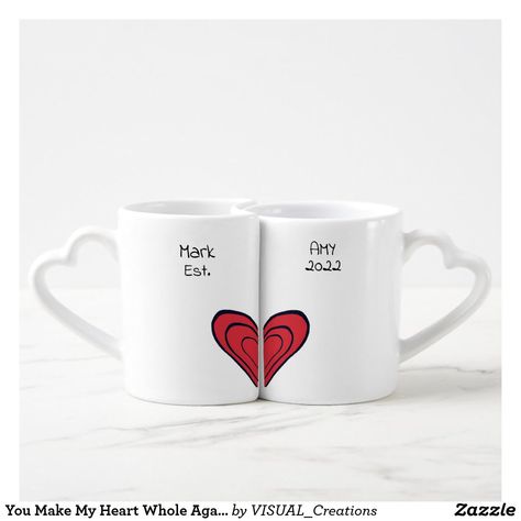 You Make My Heart Whole Again Mug I Love You Mugs, Heart Shaped Mugs Aesthetic, Matching Heart Mugs, Valentine Mugs, Blue Heart Mug, Valentine Coffee, Valentine’s Day Mug Ideas, Coffee Valentines, Valentines Mugs