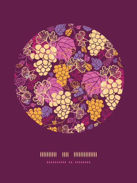 Sweet grape vines circle decor pattern background vector illustration Grape Drawing, Circle Decor, Frame Border Design, Leaves Illustration, Wine Label Design, Vector Background Pattern, Wine Art, Vine Design, Pattern Background