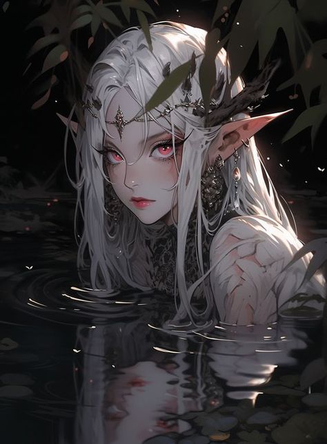 Fantasy Castle Concept Art, Elf Girl Art, Elves Art, Elves And Fairies, Digital Art Anime, Red Eyes, Dnd Characters, Fantasy Artwork, Character Portraits