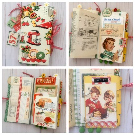 Recipe Junk Journal, Retro Cookbook, Scrapbook Cookbook, Kitchen Journal, Junque Journal, Scrapbook Recipe Book, Recipe Album, Recipe Book Diy, Family Recipe Book