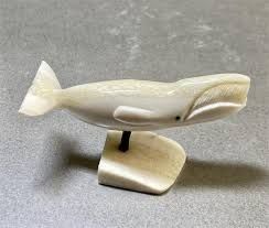 Carving - Bowhead Whale Made of Walrus Tusk Ivory, Baleen peg, by Jason Kaningok (Yupik) Walrus Tusks, Bowhead Whale, Indian Crafts, Native Art, Craft Shop, American Indian, Carving, Art