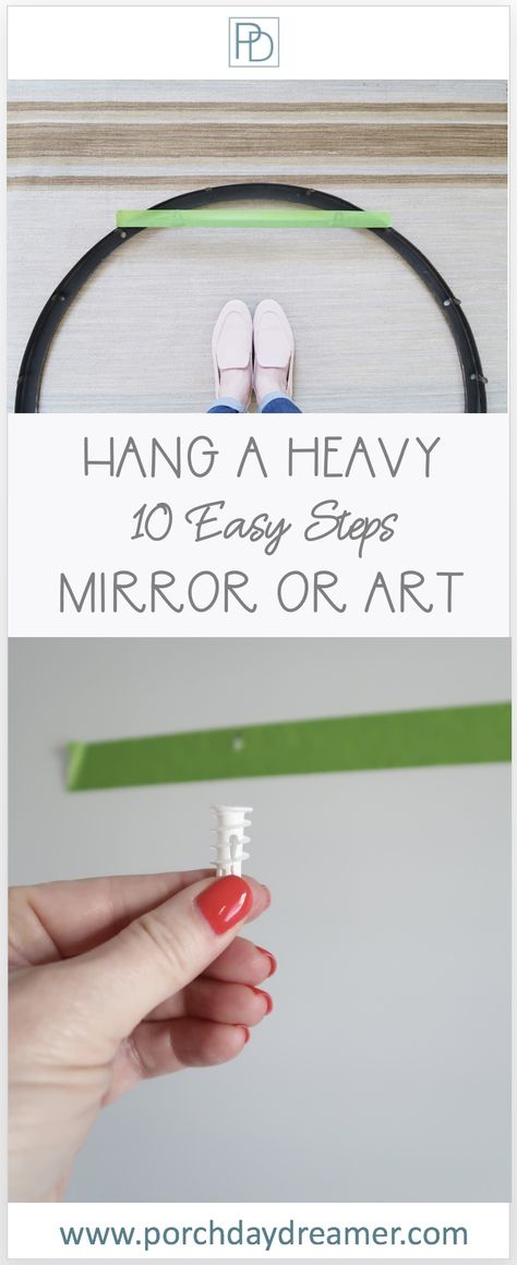 Hanging Heavy Mirror, Porch Daydreamer, Mirror Hack, Outdoor Lighting Design, Circle Mirror, Frameless Mirror, How To Hang, Outdoor Light Fixtures, Bedroom Mirror