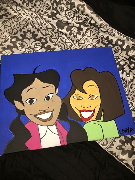 Proud Family Paintings, Proud Family Characters, Family Canvas Painting, Penny Proud, Easy Cartoon, Pink Canvas Art, Kaws Wallpaper, Kids Canvas Art, Proud Family